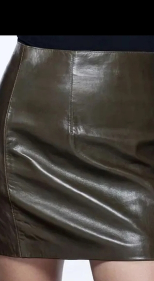 Zara XL sheep leather olive green mini skirt nwt - Picture 7 of 7